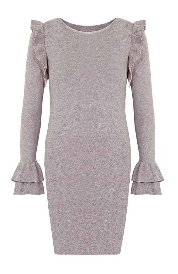 Ruffle Jurk Taupe – shoparchief