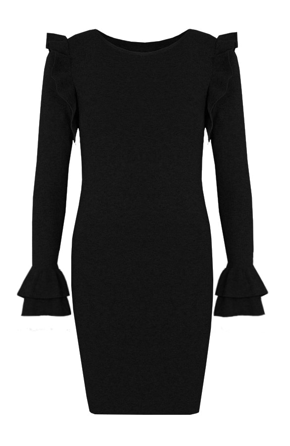 Ruffle Jurk Zwart – shoparchief