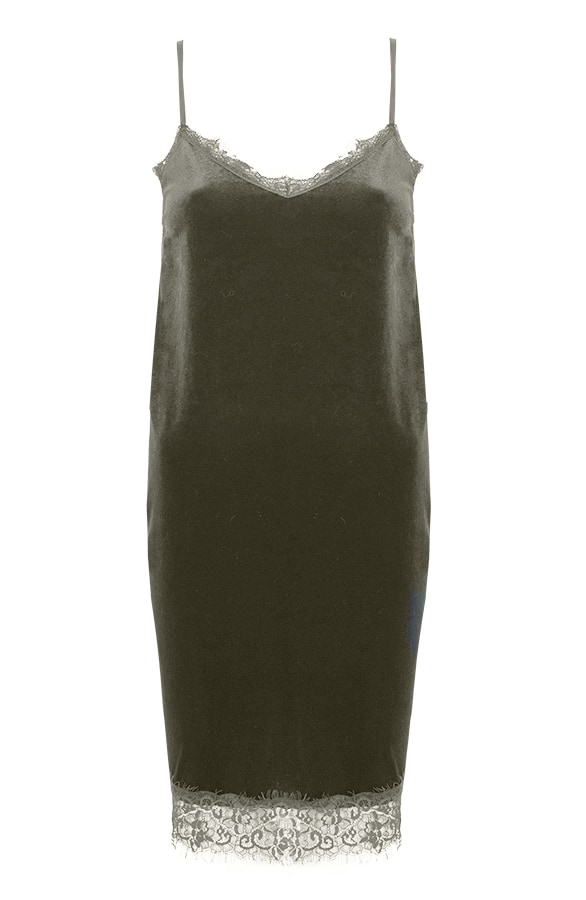 Velvet Slipdress Legergroen – shoparchief