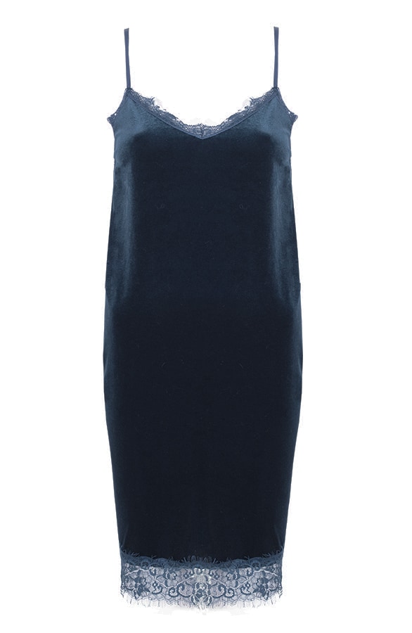 Velvet Slipdress Marineblauw – shoparchief