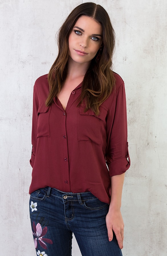 Pocket Blouse Bordeaux – shoparchief, foto 2