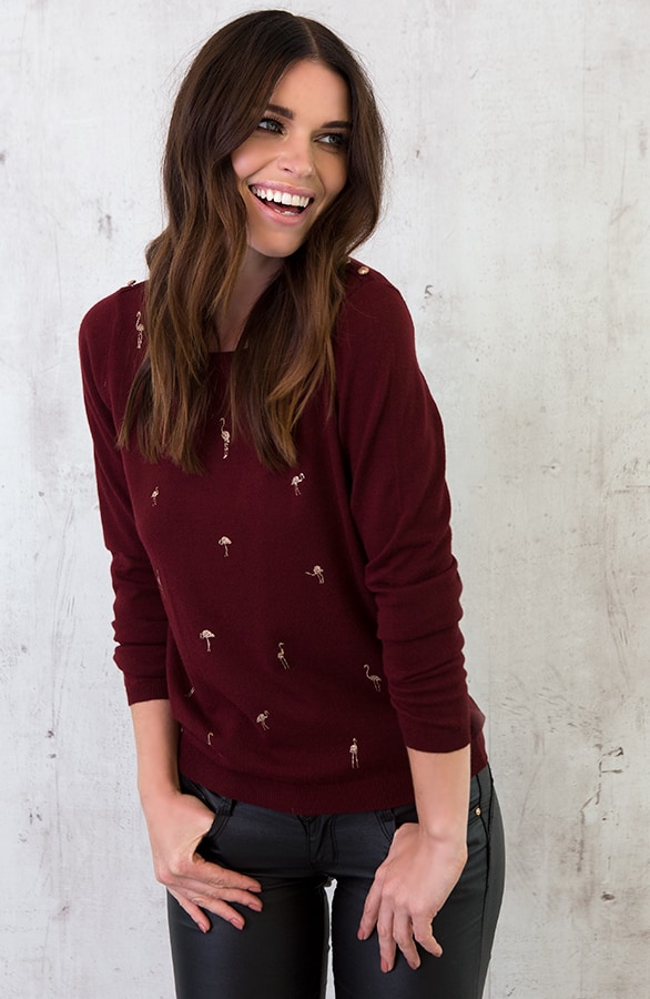 Flamingo Sweater Bordeaux – shoparchief, foto 6