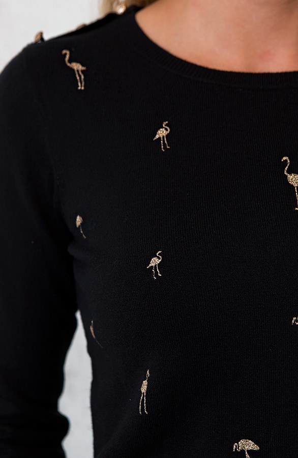 Flamingo Sweater Zwart – shoparchief, foto 4