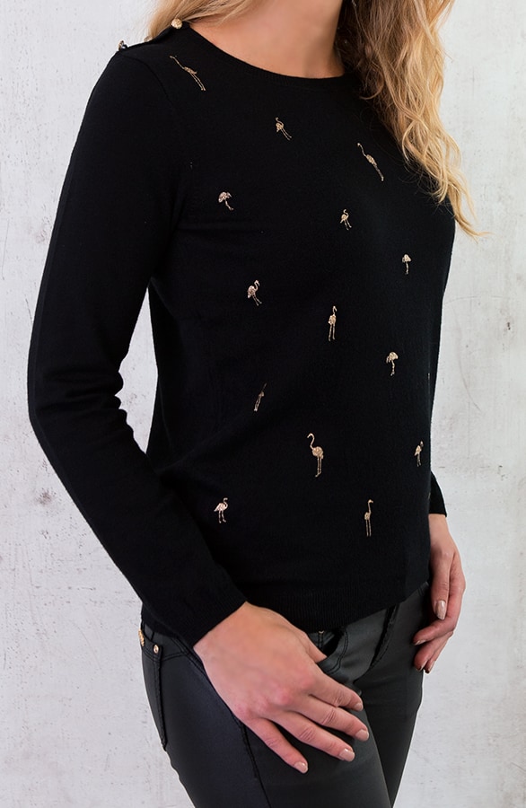 Flamingo Sweater Zwart – shoparchief, foto 5