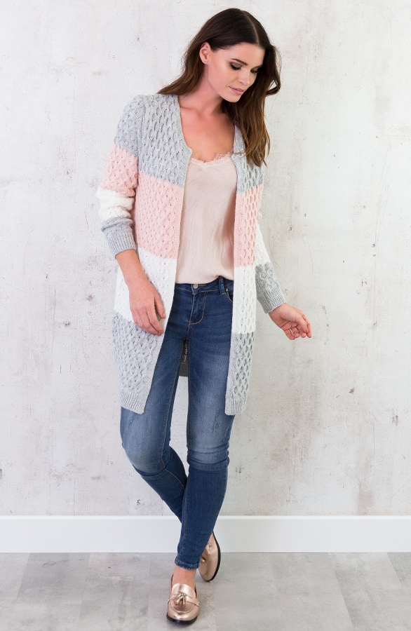 Gebreid Vest Tricolore Roze – shoparchief, foto 3