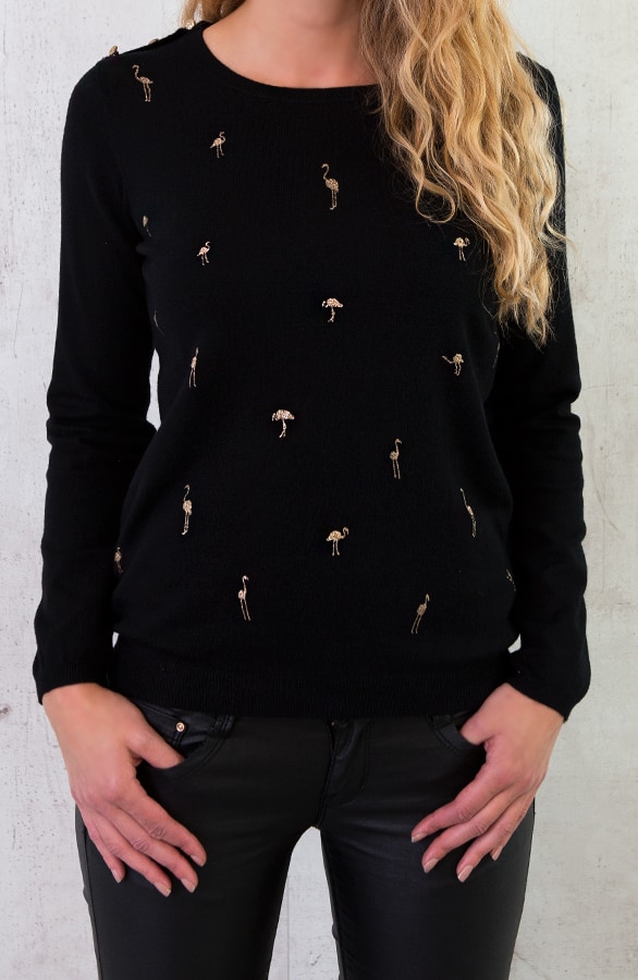 Flamingo Sweater Zwart – shoparchief, foto 3