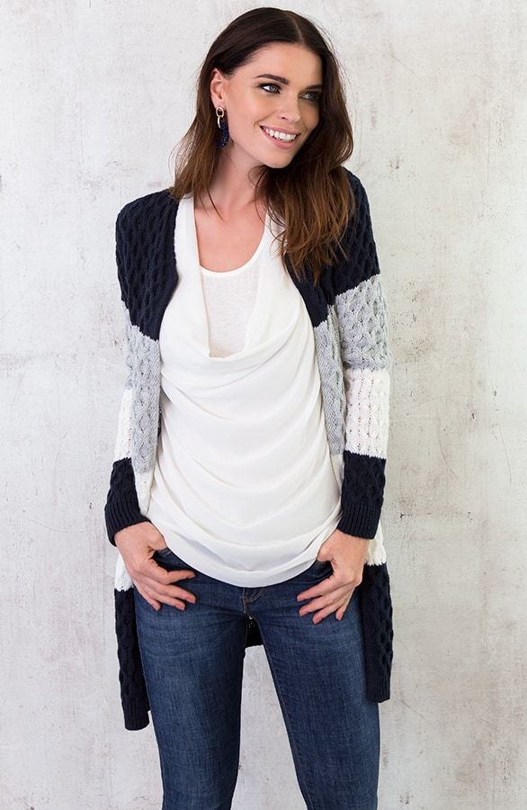 Gebreid Vest Tricolore Marine – shoparchief, foto 4