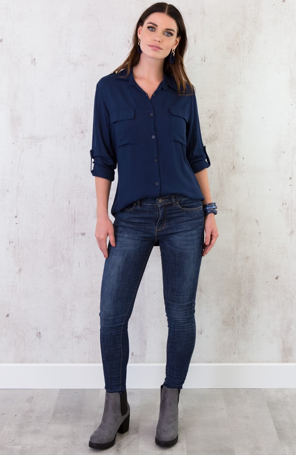 Pocket Blouse Marineblauw – shoparchief, foto 6
