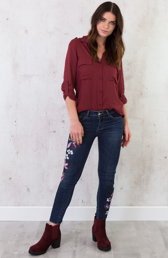 Pocket Blouse Bordeaux – shoparchief, foto 3