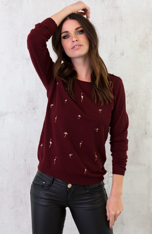 Flamingo Sweater Bordeaux – shoparchief, foto 5