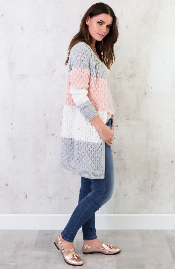 Gebreid Vest Tricolore Roze – shoparchief, foto 5