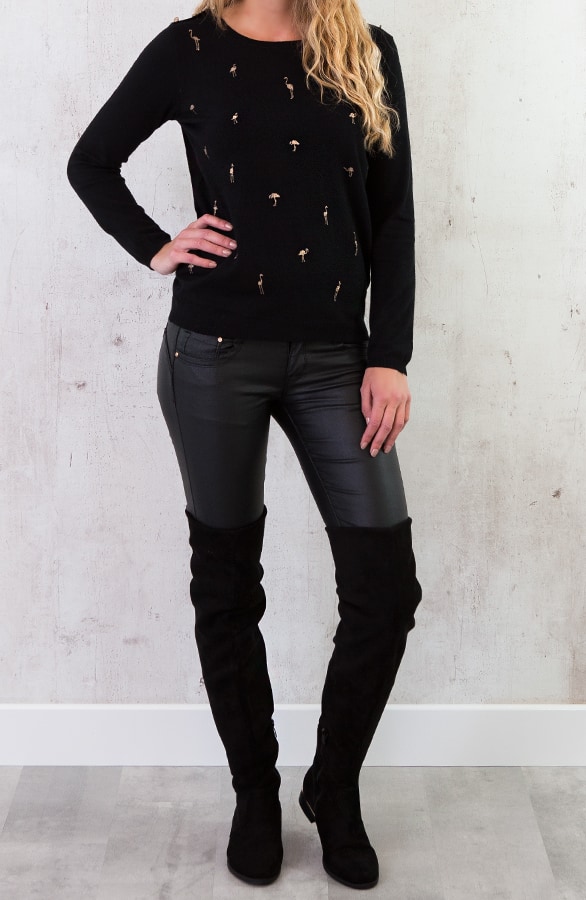 Flamingo Sweater Zwart – shoparchief, foto 6