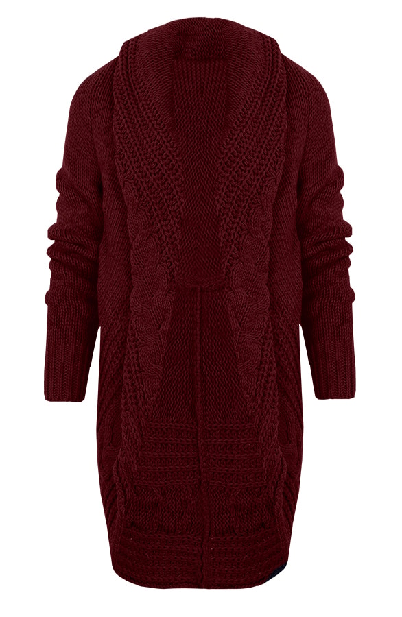 Gebreid Kabel Vest Bordeaux – shoparchief