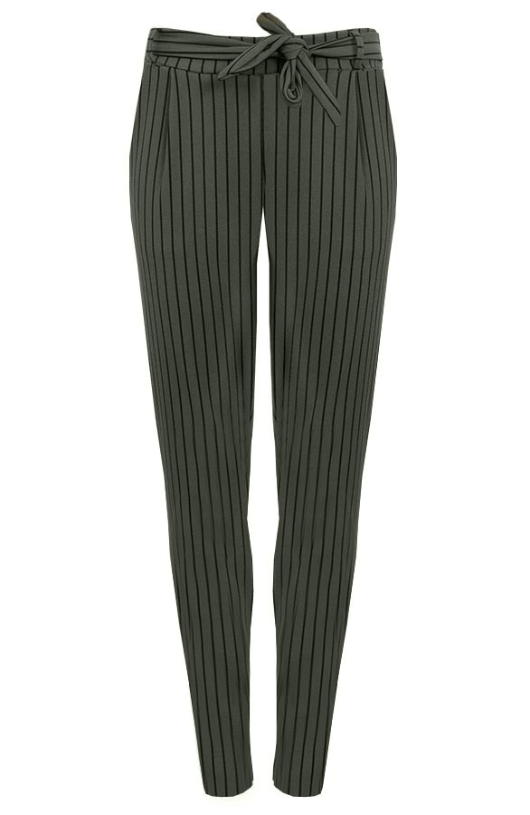 Strik Broek Gestreept Legergroen – shoparchief