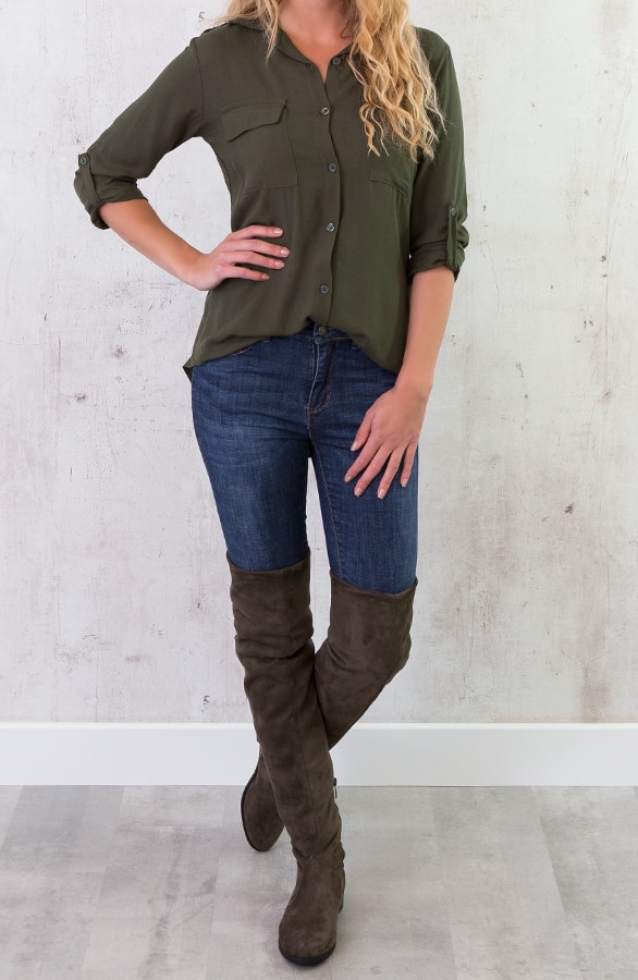 Pocket Blouse Legergroen – shoparchief, foto 4