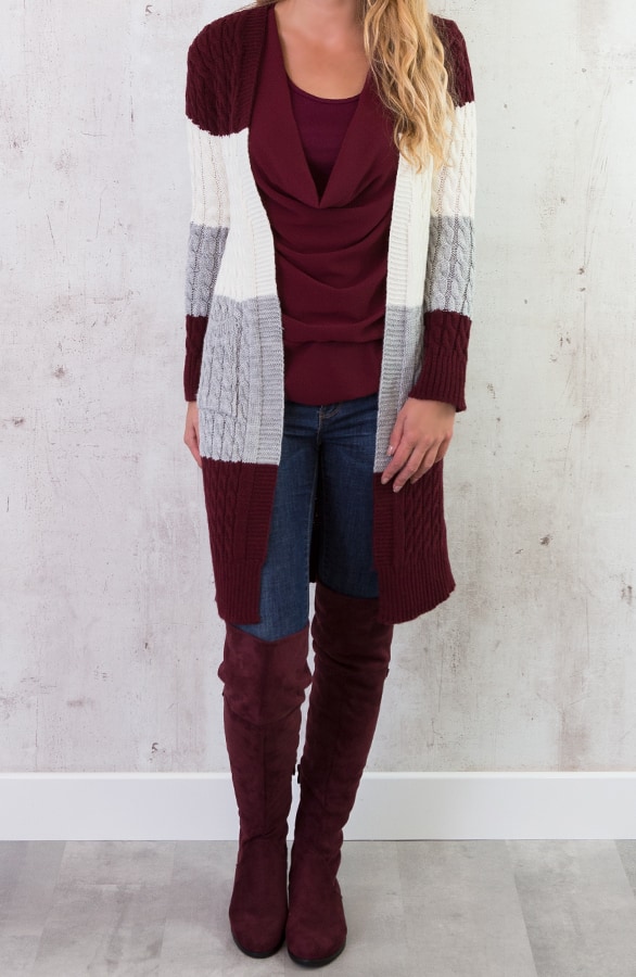Gebreid Vest Tricolore Bordeaux – shoparchief, foto 5