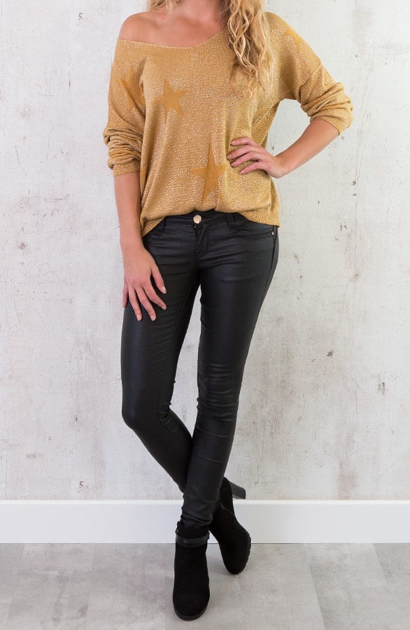 Sterren Glitter Trui Okergeel – shoparchief, foto 3