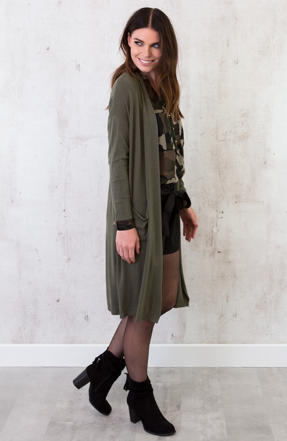 Long Jersey Cardigan Army – shoparchief, foto 4
