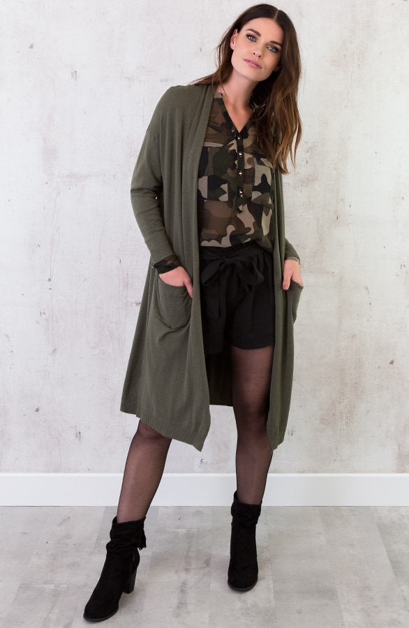 Long Jersey Cardigan Army – shoparchief, foto 5