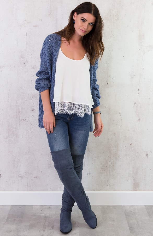Gebreid Vest Jeans Blauw – shoparchief, foto 3