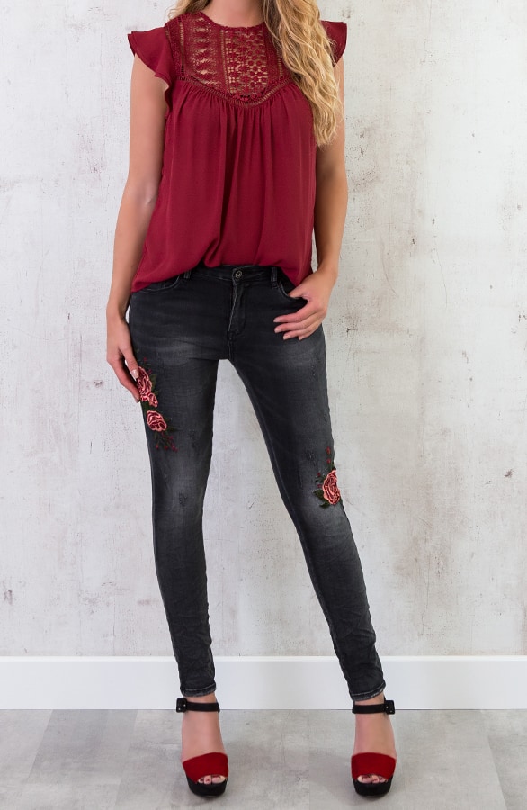 Romantic Kanten Top Bordeaux – shoparchief, foto 4