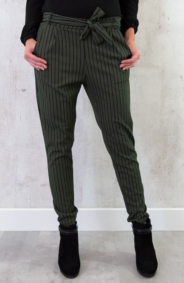 Strik Broek Gestreept Legergroen – shoparchief, foto 5
