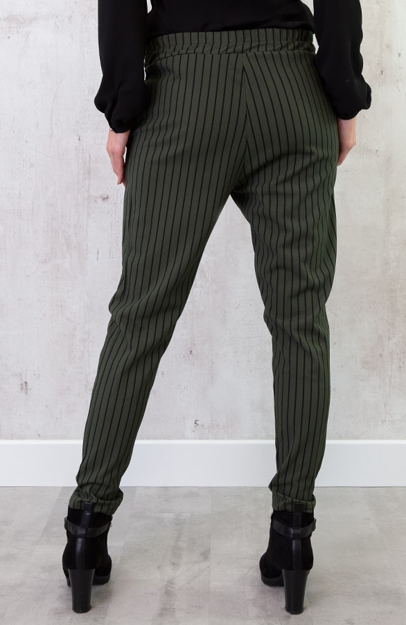Strik Broek Gestreept Legergroen – shoparchief, foto 4
