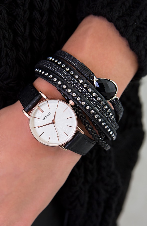 Leather Classy Watch Black – shoparchief, foto 2