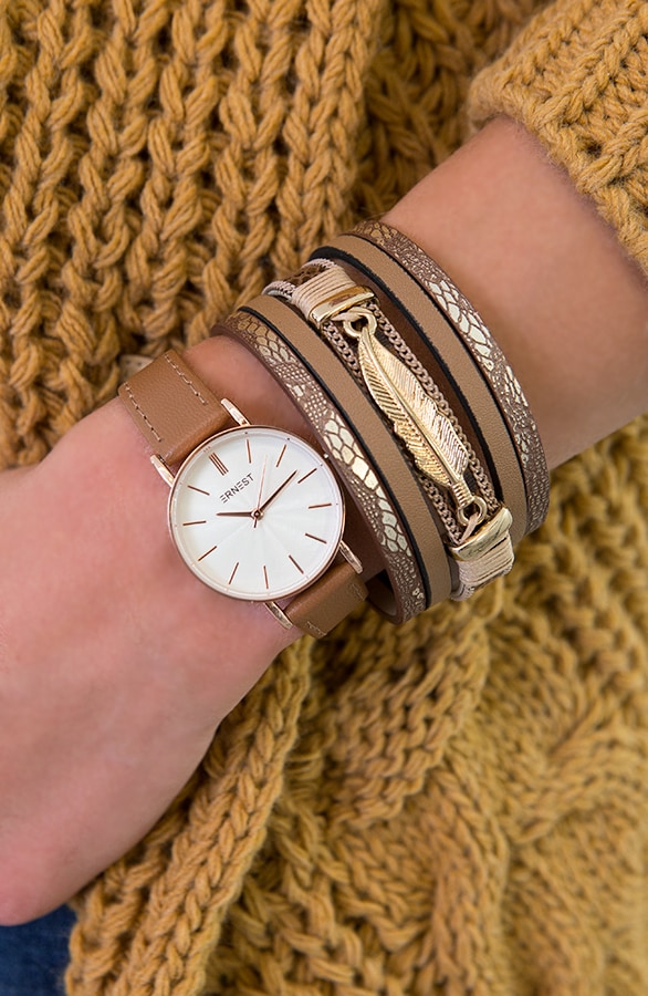 Leather Classy Watch Cognac – shoparchief, foto 2