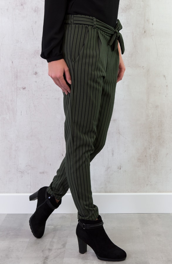 Strik Broek Gestreept Legergroen – shoparchief, foto 3