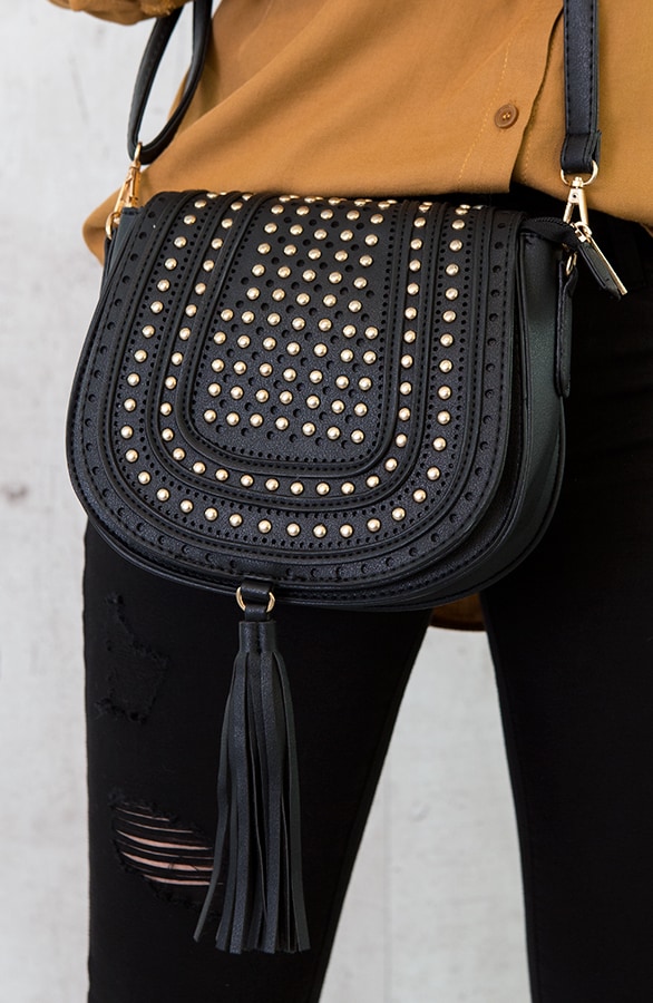Crossbody Studs Tas Zwart – shoparchief, foto 2