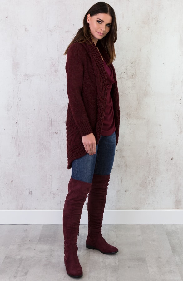 Gebreid Kabel Vest Bordeaux – shoparchief, foto 6