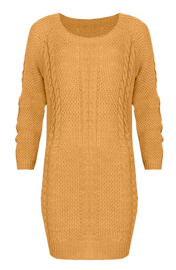 Cable Knit Sweater Okergeel – shoparchief