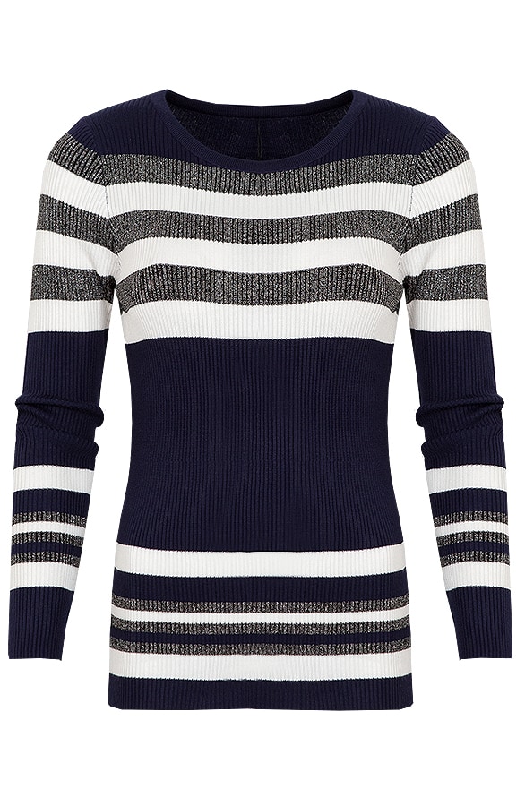 Gestreepte Top Zilver Blauw – shoparchief