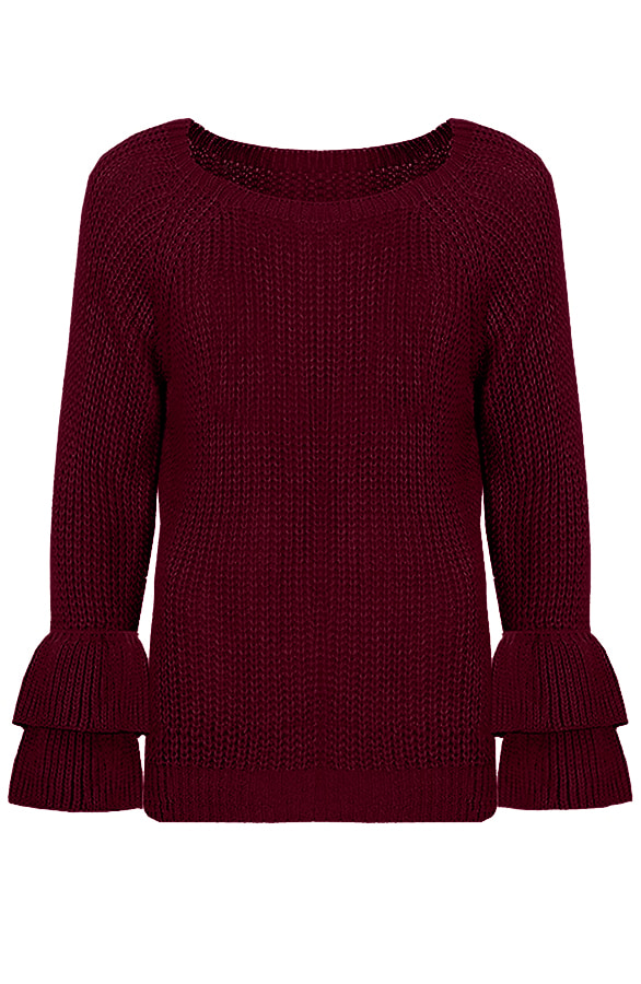Ruches Mouwen Trui Bordeaux – shoparchief