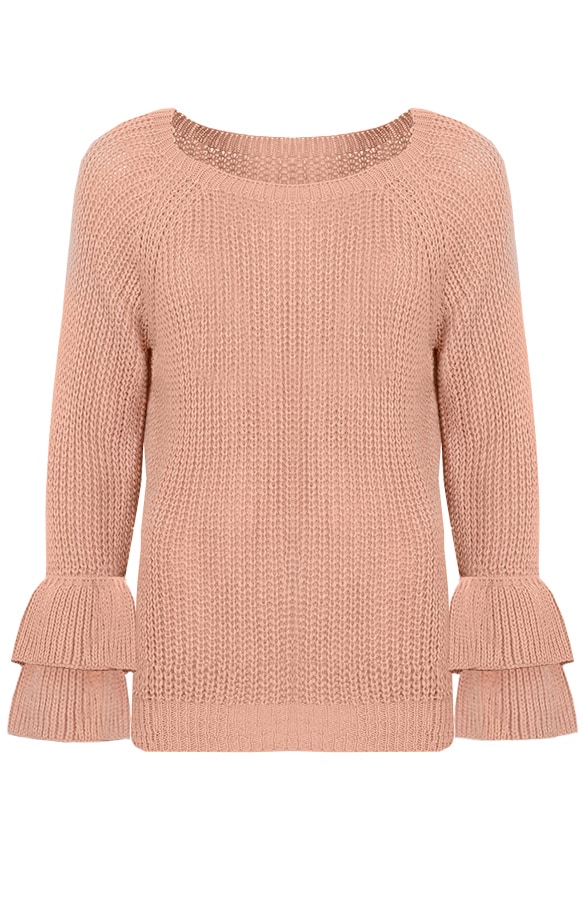 Ruches Mouwen Trui Roze – shoparchief
