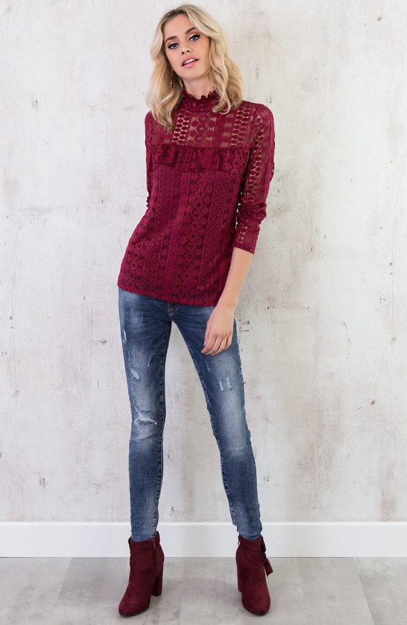 Most Wanted Lace Sleeve Bordeaux – shoparchief, foto 6