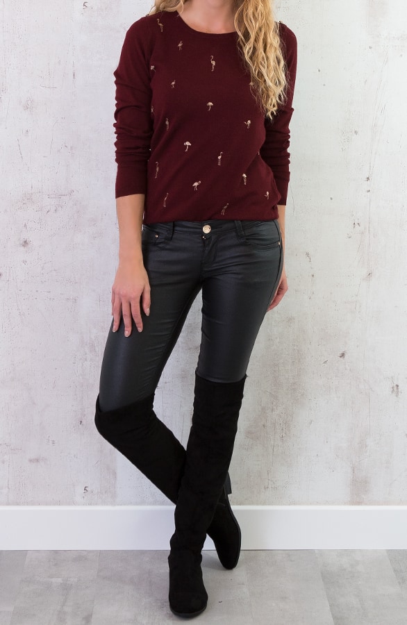 Flamingo Sweater Bordeaux – shoparchief, foto 4