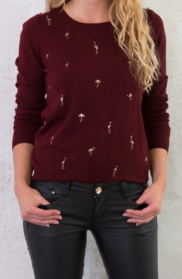 Flamingo Sweater Bordeaux – shoparchief, foto 2