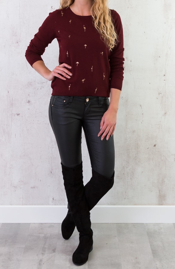 Flamingo Sweater Bordeaux – shoparchief, foto 3