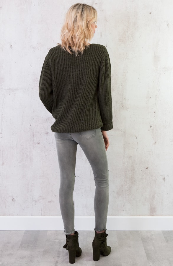 Oversized V Sweater 2.0 Army – shoparchief, foto 5