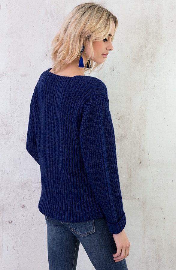 Oversized V Sweater 2.0 Kobalt – shoparchief, foto 7