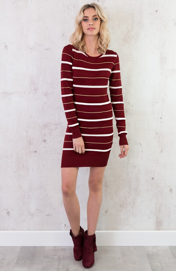 Gestreepte Jurk Limited Bordeaux – shoparchief, foto 3