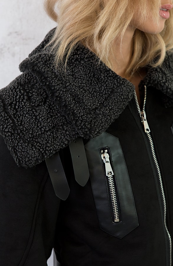 Lammy Coat Winter Zwart – shoparchief, foto 6