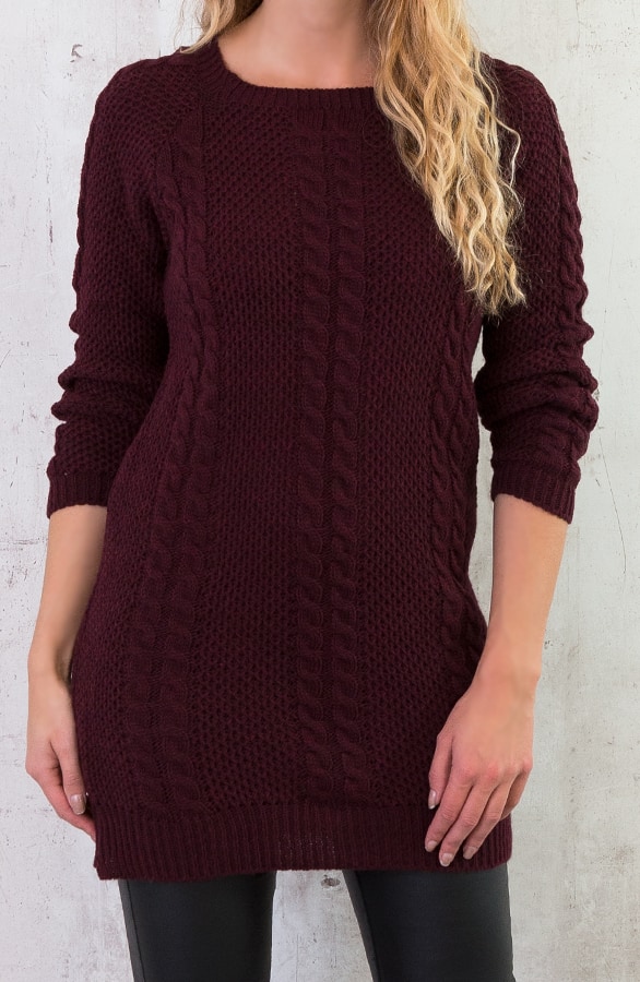 Cable Knit Sweater Bordeaux – shoparchief, foto 2