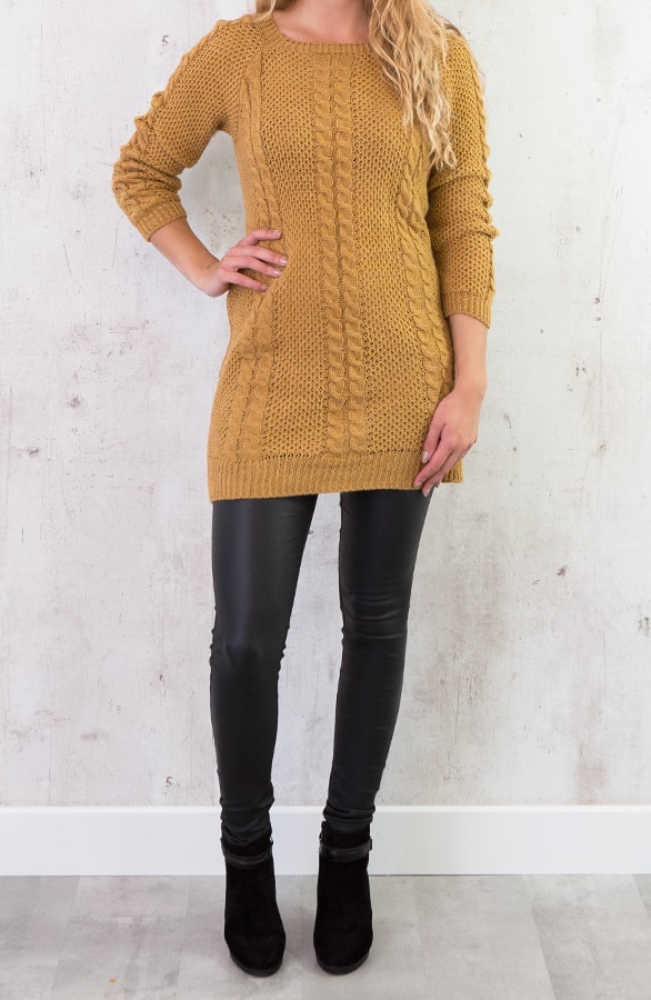 Cable Knit Sweater Okergeel – shoparchief, foto 5
