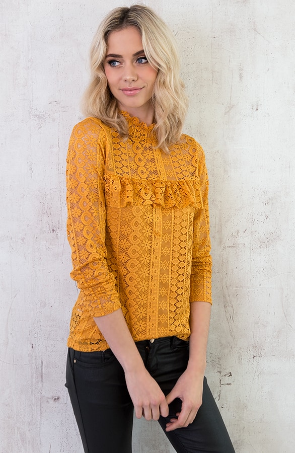 Most Wanted Lace Sleeve Oker – shoparchief, foto 6