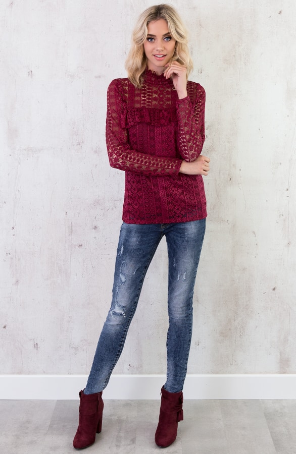 Most Wanted Lace Sleeve Bordeaux – shoparchief, foto 3