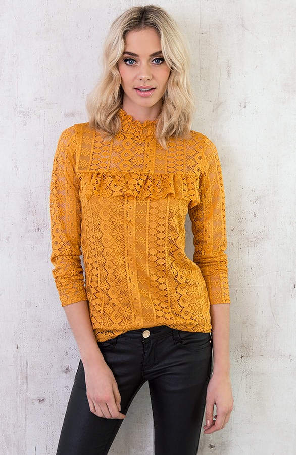 Most Wanted Lace Sleeve Oker – shoparchief, foto 2