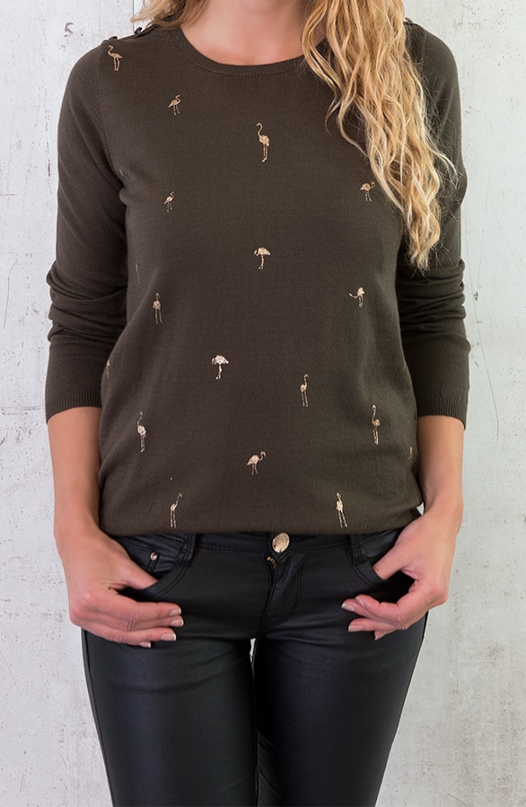 Flamingo Sweater Legergroen – shoparchief, foto 2